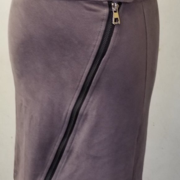 Anthropology gray faux suede Zip mini skirt  size XS (Y24) - Picture 5 of 7